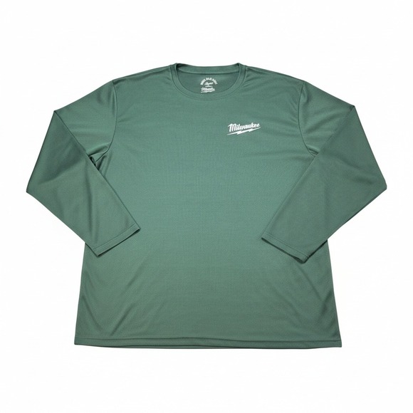 Milwaukee Tool Mens 3XL Long Sleeve Performance‎ Shirt Forest Green Graphic Tee